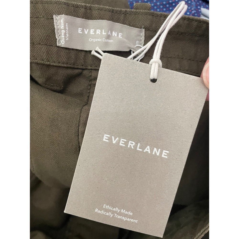 Everlane Organic Cotton Fatigue Pants Herringbone Utility Olive Green Size 8 - Picture 7 of 15